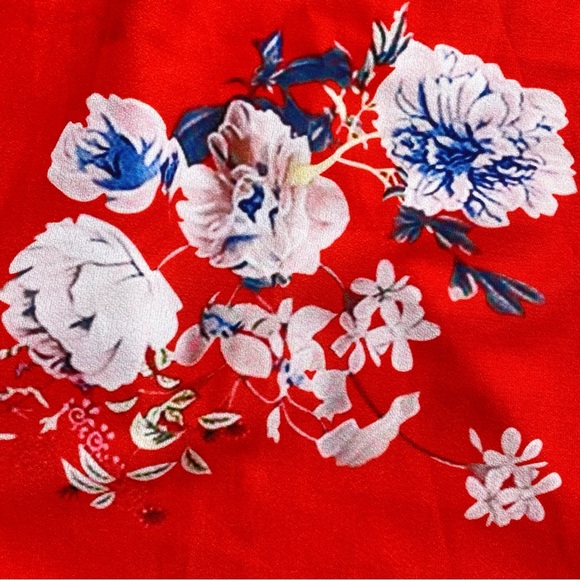 ❤️ YIDARTON BOHO RED MULTI FLORAL SLIT MIDI DRESS! - Picture 9 of 13